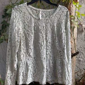 Lauren Conrad sage green lace top.
